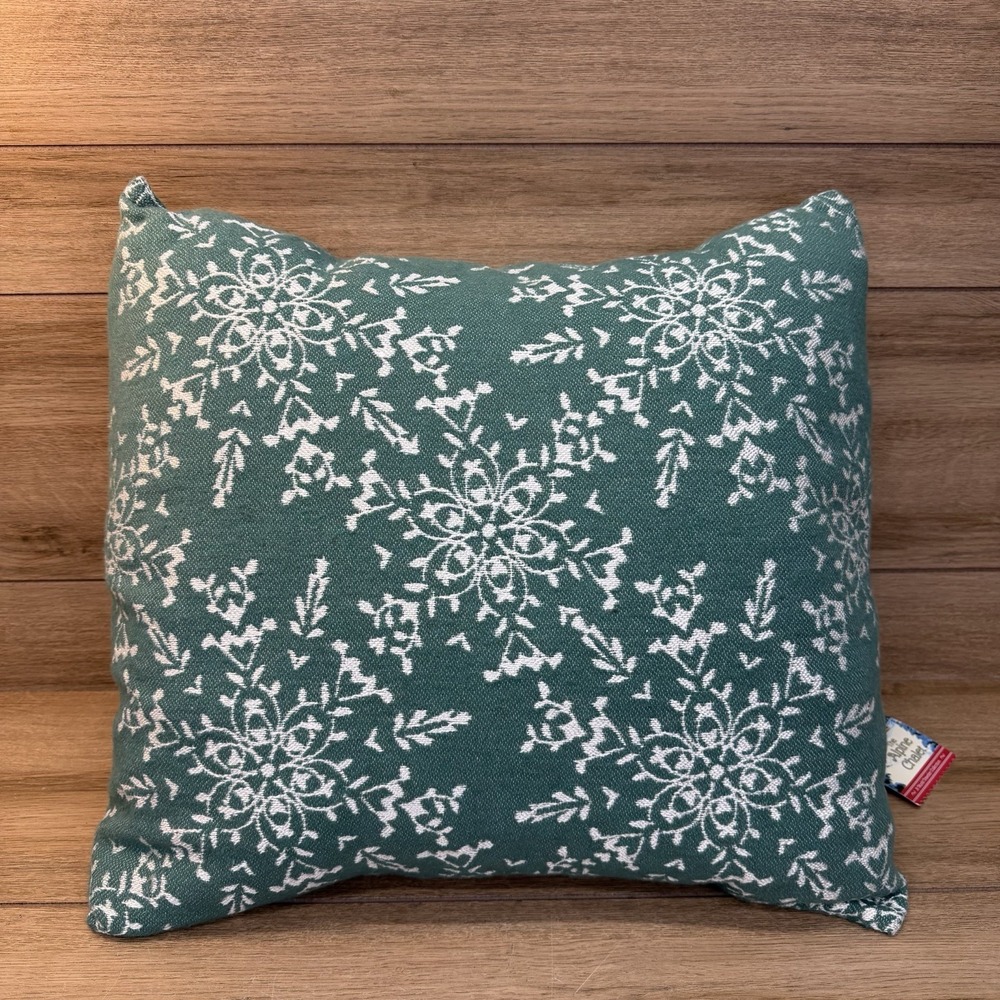 Alpine Chalet David Fussenegger Green Snowflake Pillow Ski Winter Cabin Holiday